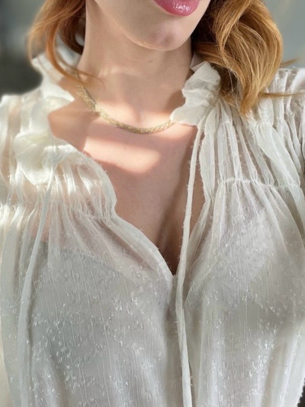 H&M Cream Sparkling Long Ruffled Maxi Dress - Picture 3 of 7